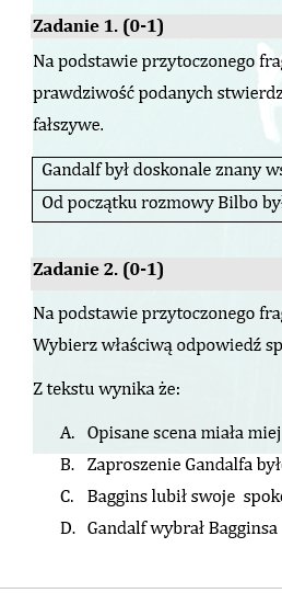 PRÓBNY EGZAMIN JUŻ DLA SZOSTOKLASISTY- HOBBIT.