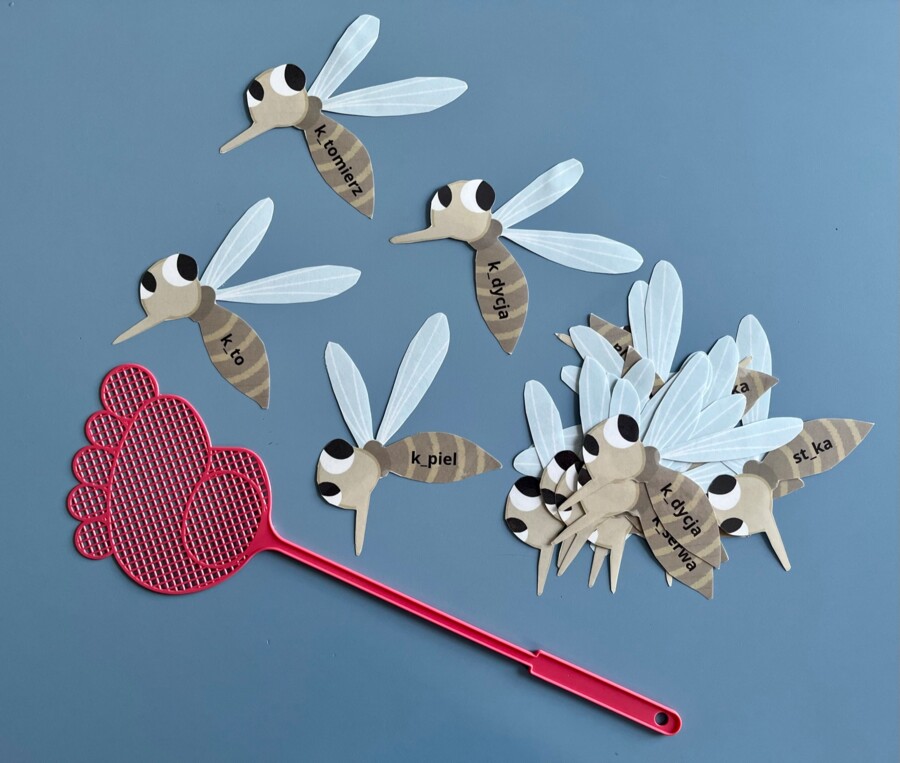 Gra w łapanie much - ortografia "ą" i "on"