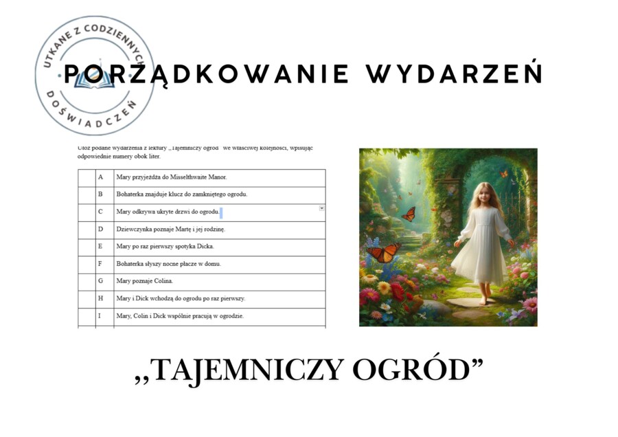 PORZĄDKOWANIE WYDARZEŃ- ,,Tajemniczy ogród”