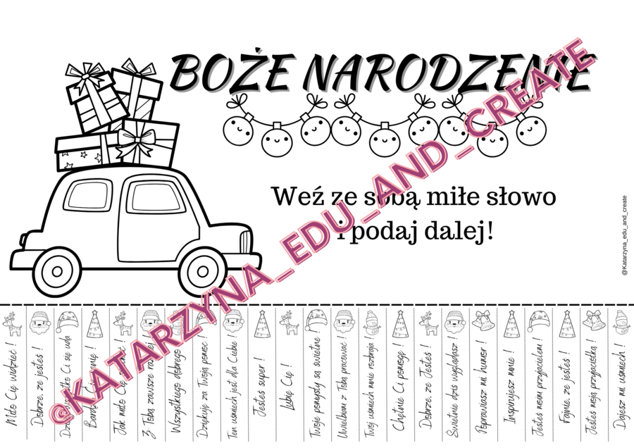 Boże Narodzenie – karteczki z miłymi słowami