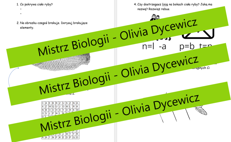 Ryby - zadania do samodzielnej pracy uczniów