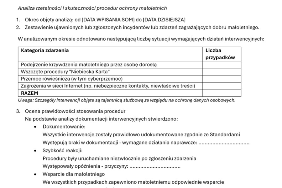 Ocena Standardów Ochrony Małoletnich – kompletny zestaw dokumentów