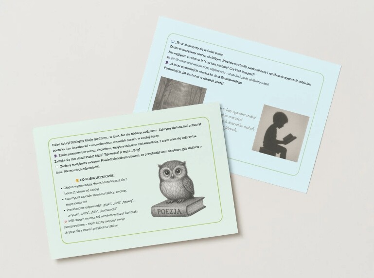 Ks. Jan Twardowski "O lasach". Lekcja języka polskiego. Scenariusz