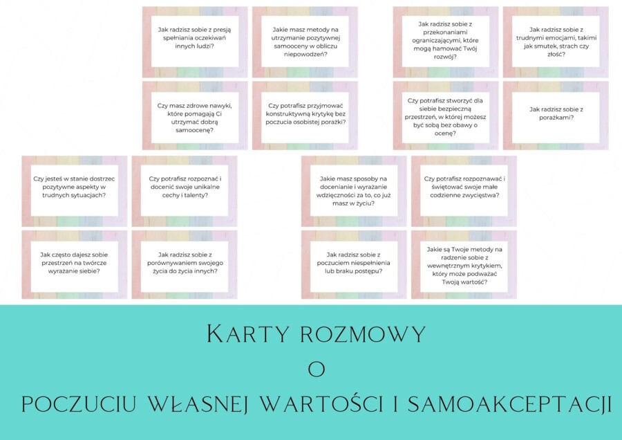 Karty rozmowy o poczuciu własnej wartości i samoakceptacji