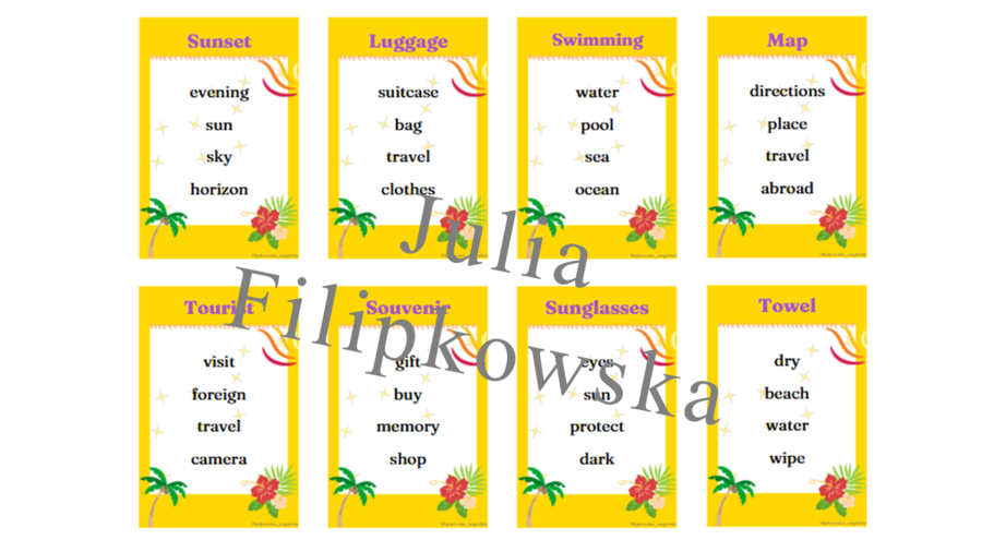 Taboo/ Gra/ Summer holidays / Wakacje / Warm-up/ Rozgrzewka/ Klasy 4-6/ Klasy 6-8/ Liceum/ SP 4-6/ SP 8/ SP 6-8/ Zabawa