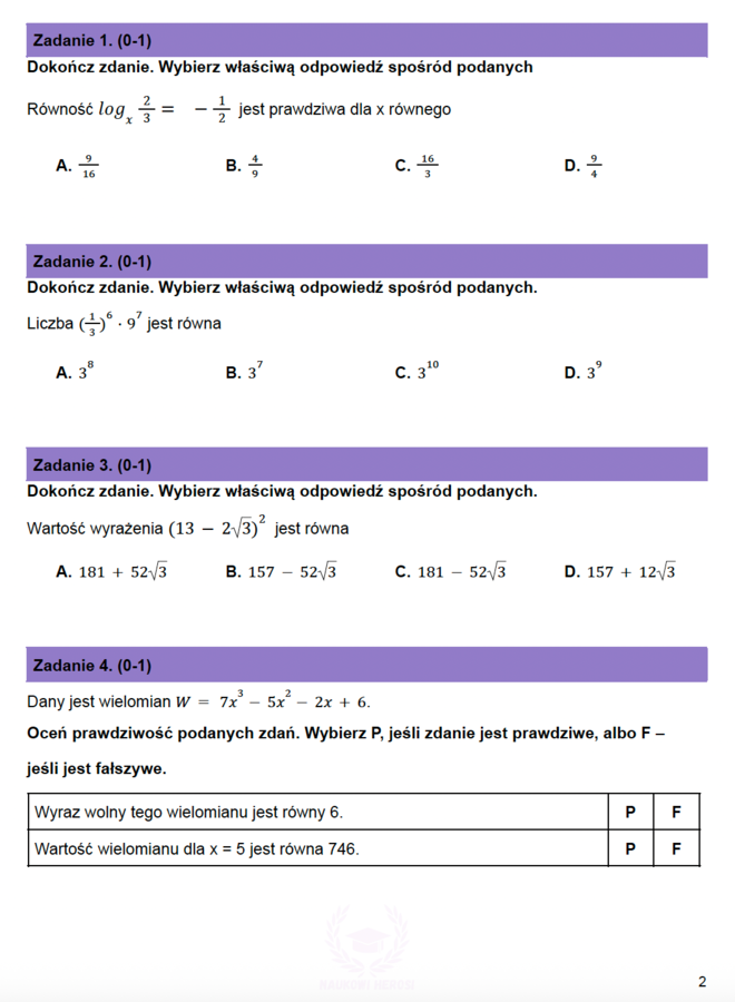 Arkusz próbny z matematyki nr 2