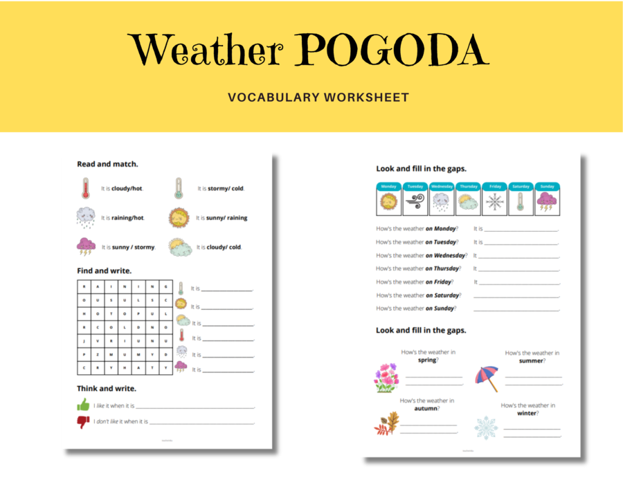 Karta Pracy Pogoda Weather, pory roku, nazwy miesięcy i dni tygodnia