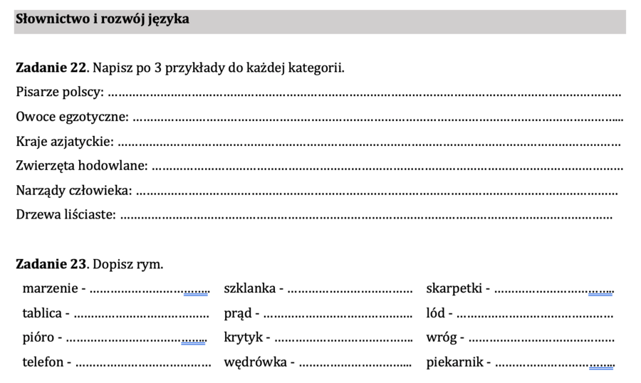 Zajęcia wyrównawcze 2 - pakiet zadań