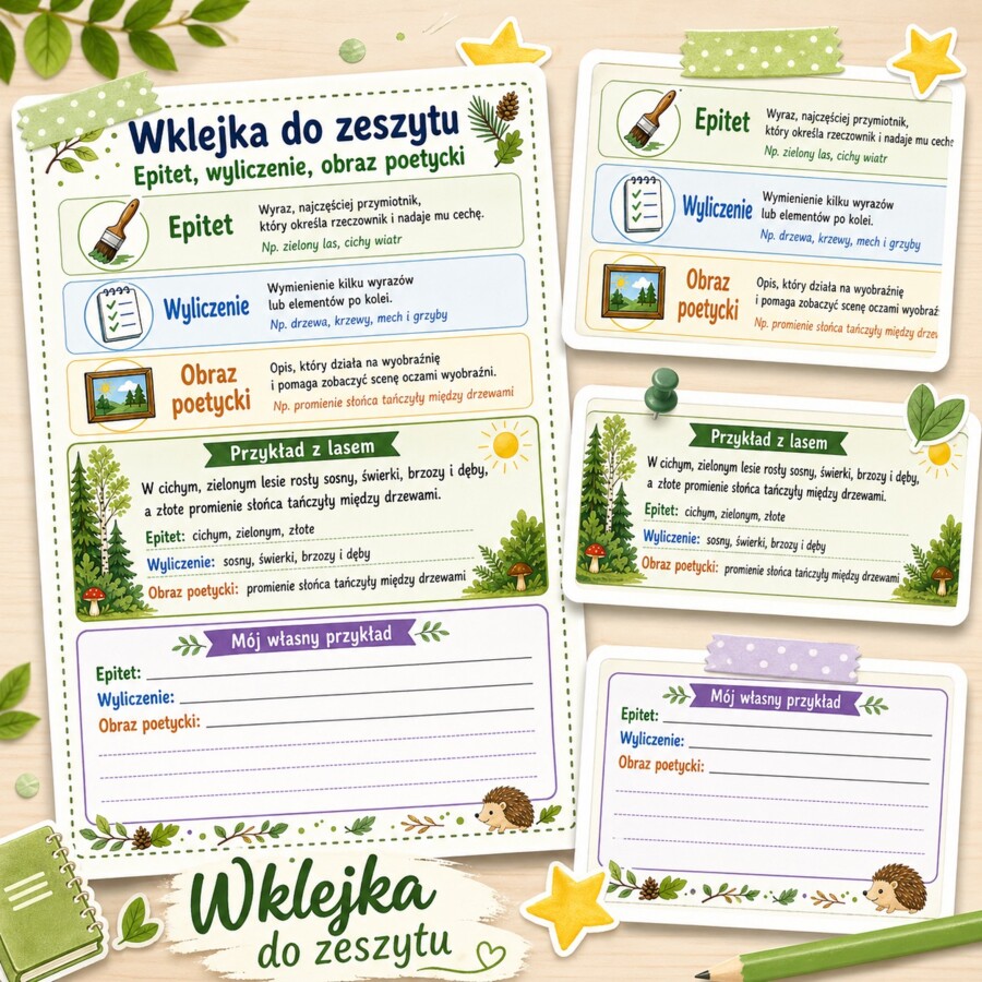 Wklejka do zeszytu: Epitet, wyliczenie, obraz poetycki