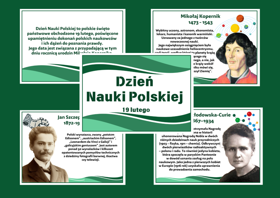 DZIEŃ NAUKI POLSKIEJ – gazetka – biblioteka – świetlica – 19 stron – wersja 1