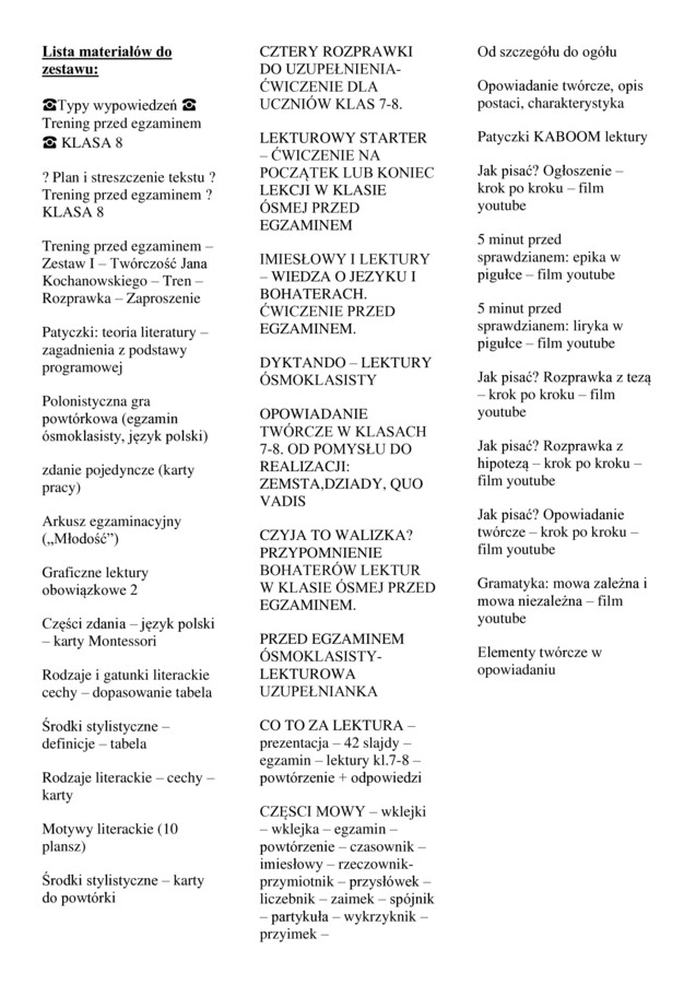 Zestaw - przygotowania do egzaminu ósmoklasisty