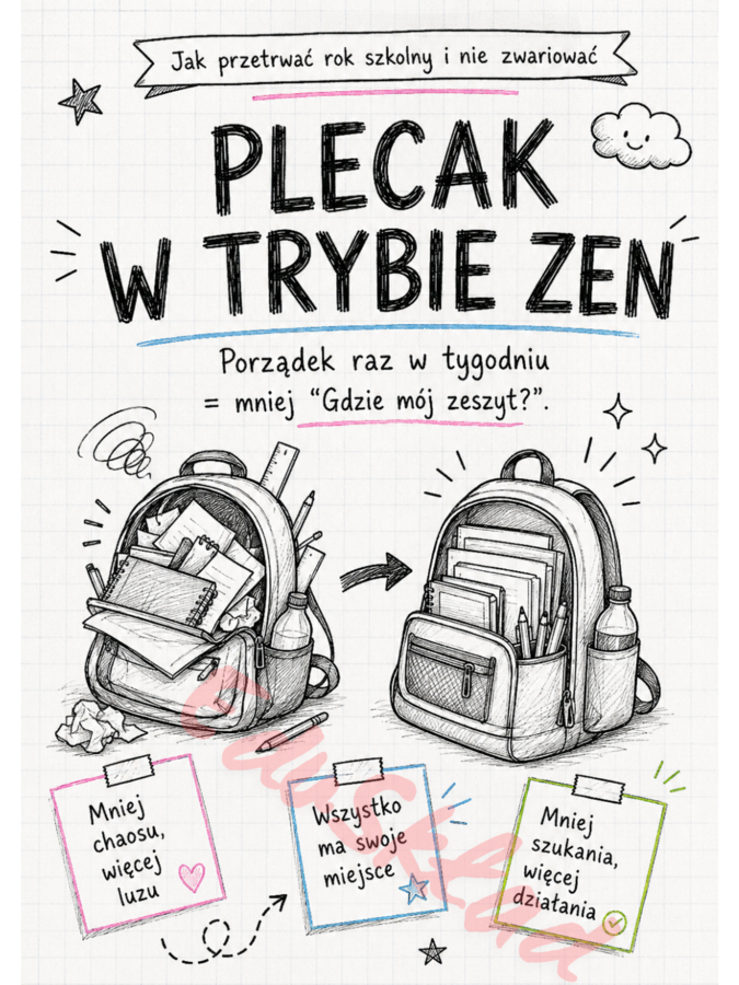 Jak przetrwać rok szkolny i nie zwariować – gazetka ścienna w stylu zeszytowym