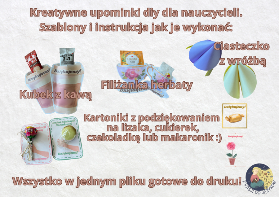 Dzień nauczyciela, Dzień Edukacji Narodowej. Kreatywne upominki diy dla nauczycieli. Szablony i instrukcja.