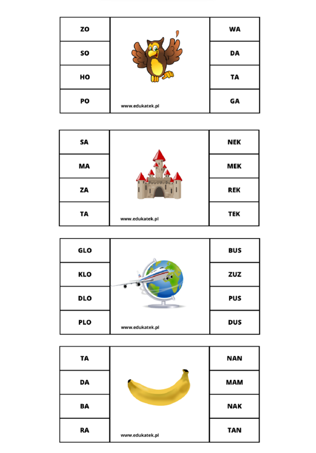 Klamerkowe sylaby- nauka czytania