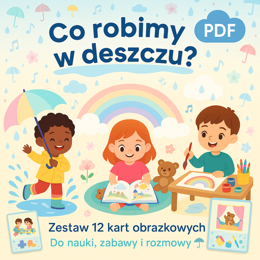 Karty obrazkowe: „Co robimy w deszczu?”