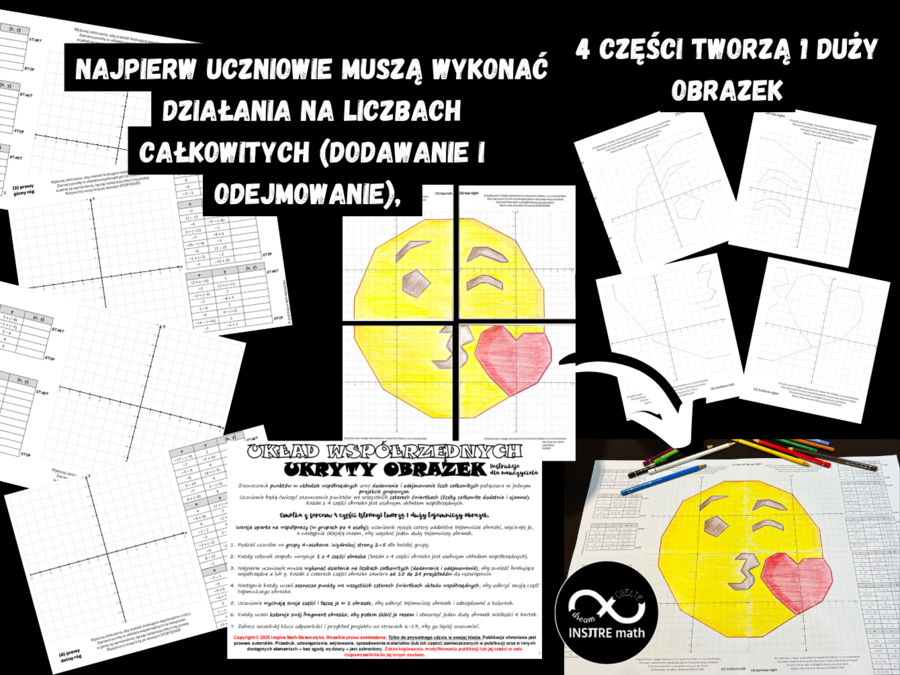 Projekt grupowy. Układ współrzędnych (zaznaczanie punktów) oraz dodawanie i odejmowanie liczb całkowitych – ukryty obrazek. Matematyczne Walentynki.