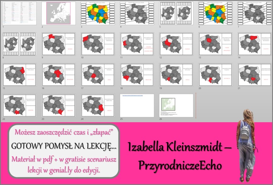 Karta pracy/stacje zadaniowe/ notatki do tematu „Mapa polityczna Europy i podział administracyjny Polski.” w pdf. W gratisie niekomercyjny scenariusz lekcji/pomysł na lekcję w programie genial.ly do edycji. Geografia 7. Dział „Ludność i urbanizacja”.