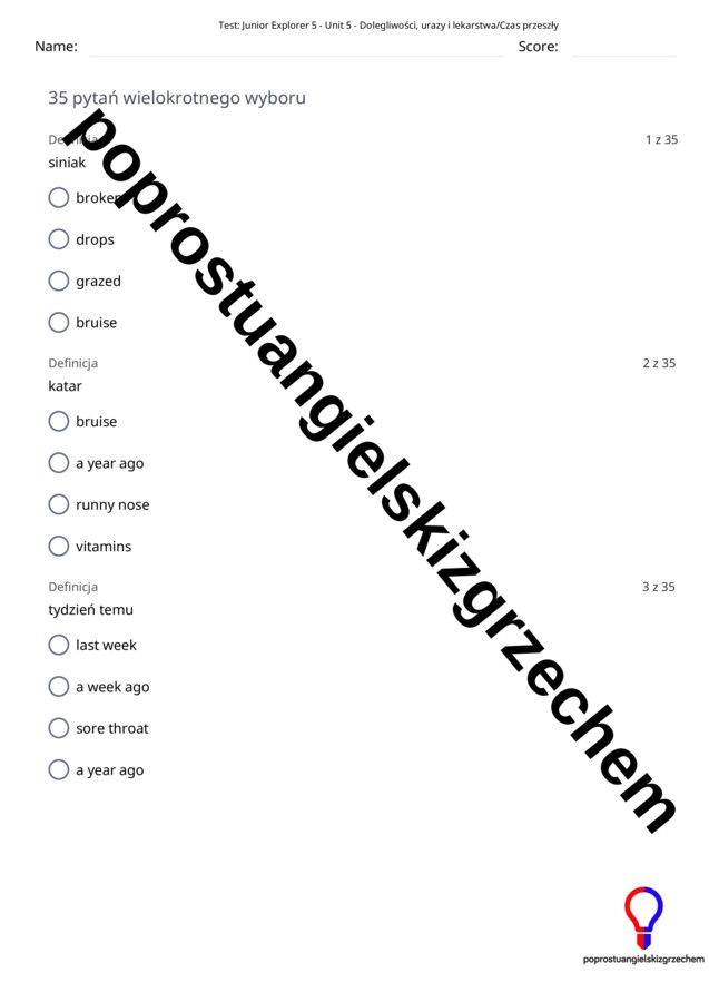 Junior Explorer 5 – Unit 5 – testy