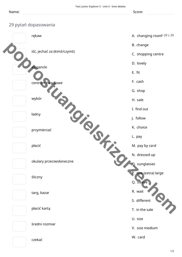 Junior Explorer 5 – Unit 4 – testy