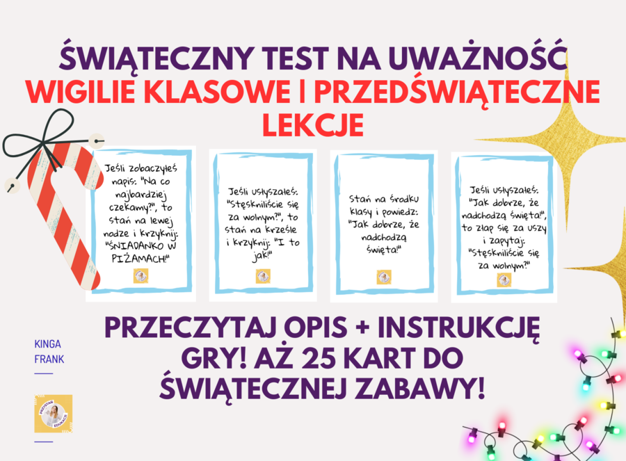 🎄 Świąteczny Test na Uważność – idealny na wigilijki klasowe i przedświąteczne lekcje! 🎅
