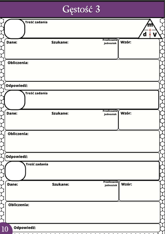 Karty pracy-  Klasa 7. Chemia - Gęstość