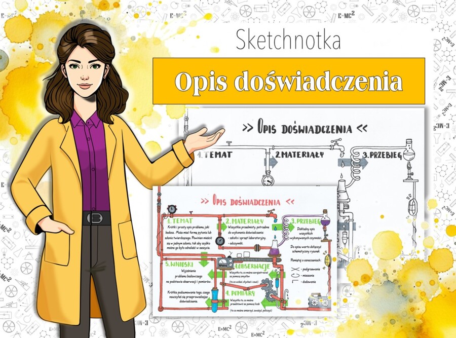 Chemia/Fizyka. Klasa 7. Opis doświadczenia. Opis eksperymentu. Sketchnotka/notatka graficzna. Karta pracy. Zadanie.