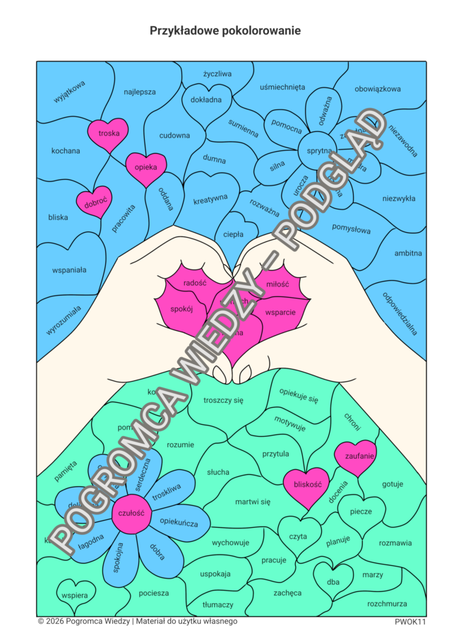 Mama - serce pełne miłości - karta pracy + klucz odpowiedzi