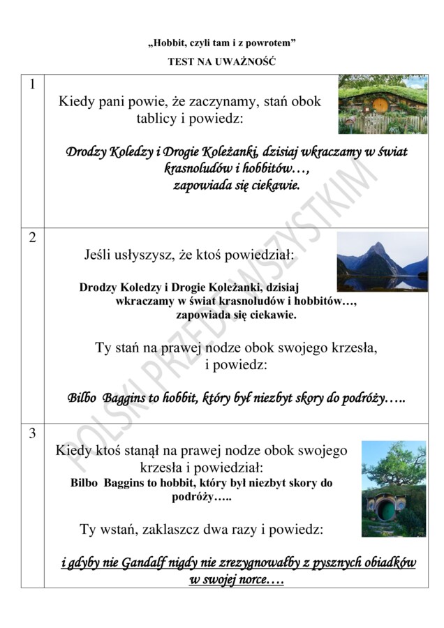 "Hobbit...- test na uważność”