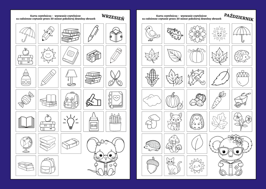 📚 Karty Czytelnika – Wyzwanie Czytelnicze (klasy 1–4)