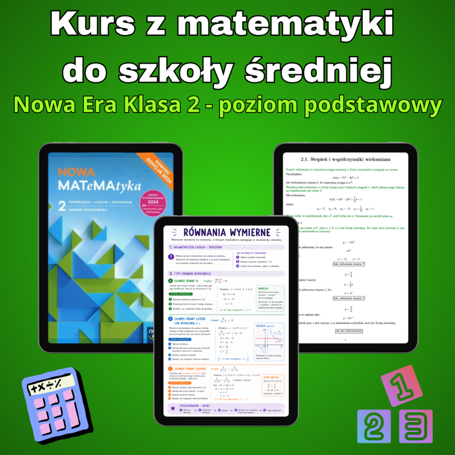 Kurs online z matematyki do 2 klasy LO - P