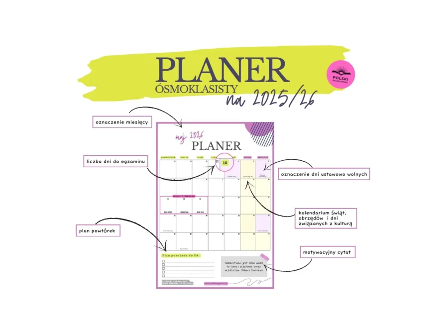 Miniprzewodnik po E8 + Planer Ósmoklasisty 2025/2026 GRATIS!