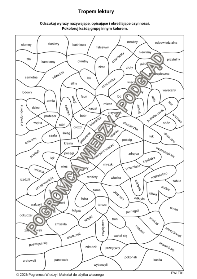Opowieści z Narnii - Tropem lektury (karta pracy+ klucz odpowiedzi)