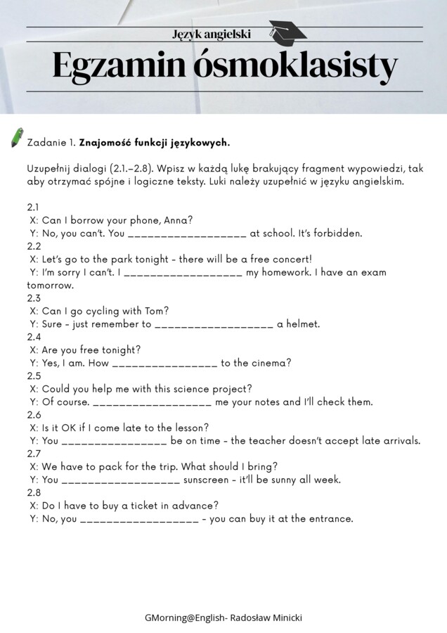 Egzamin ósmoklasisty języka angielski - E8