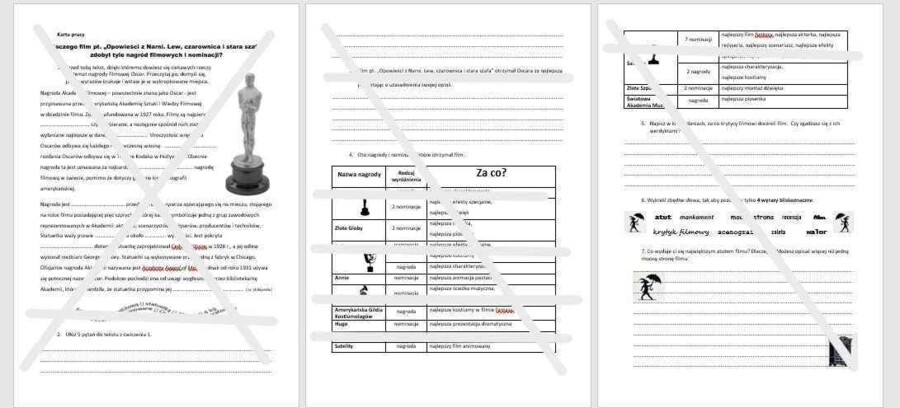 Dlaczego film pt. Opowieści z Narnii. Lew, czarownica i stara szafa zdobył tyle nagród filmowych i nominacji? . Scenariusz lekcji, karta pracy