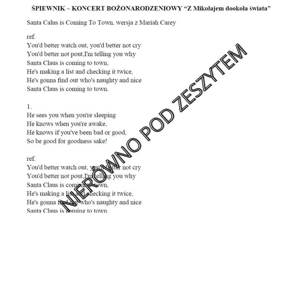 Scenariusz Koncertu Bożonarodzeniowego "Z Mikołajem dookoła świata"