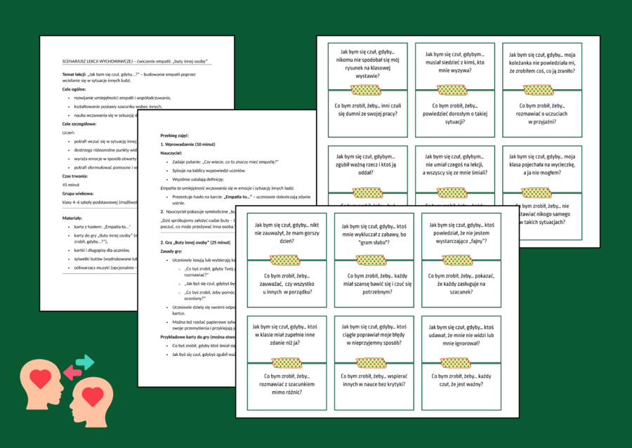 BUTY INNEJ OSOBY - scenariusz lekcji i gra - 60 fiszek - ZAJĘCIA Z WYCHOWAWCĄ – biblioteka – świetlica - klasy 4-8 - EMPATIA
