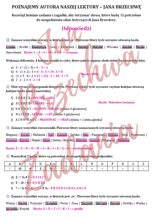 "AKADEMIA PANA KLEKSA": Jan Brzechwa - poznajemy autora *ŁAMIGŁÓWKI*