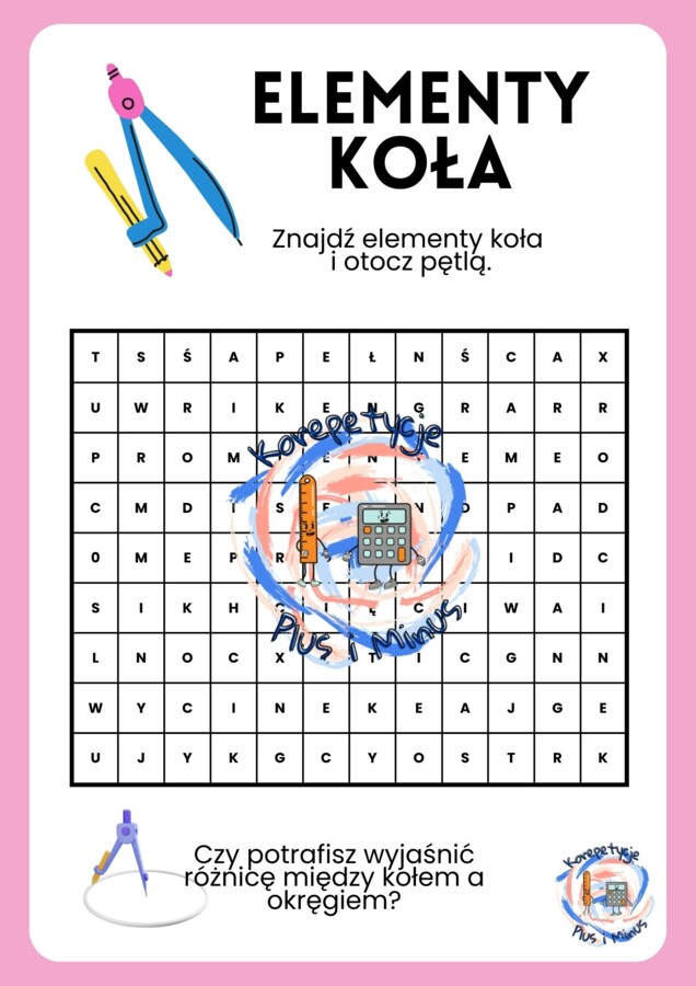 Wykreślanka elementy koła