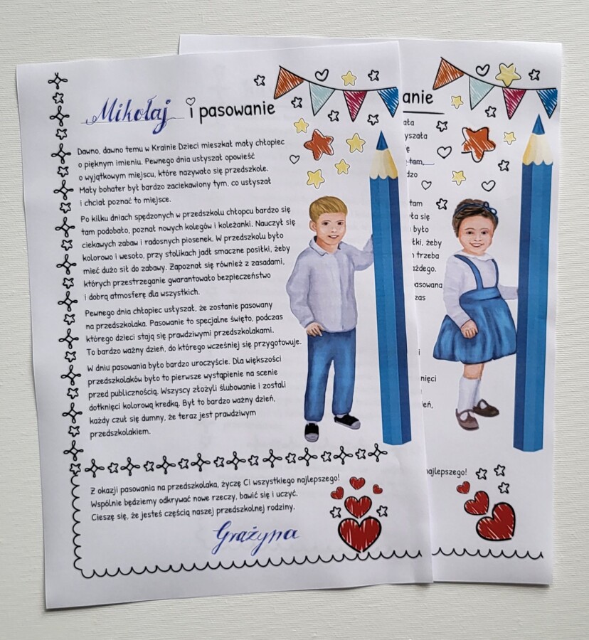 Bajka o pasowaniu na przedszkolaka.