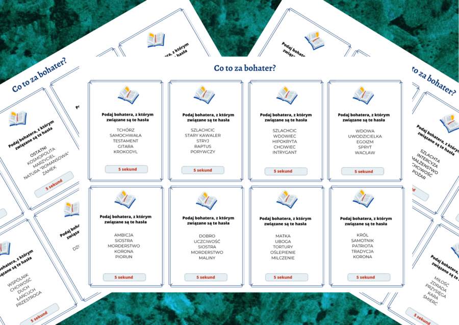 CO TO ZA BOHATER? - gra "5 sekund" - lektury kl. 7-8 - egzamin- powtórka