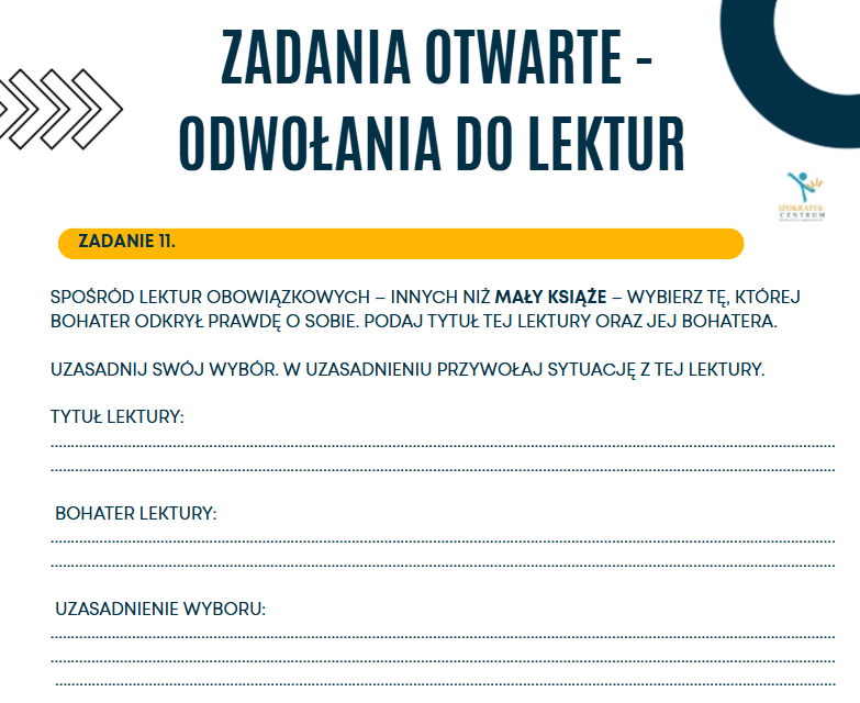 Zadania lekturowe na wzór CKE. Egzamin ósmoklasisty - znajomość lektur