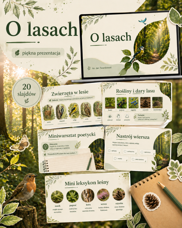"O lasach" ks. Jan Twardowski. Prezentacja do lekcji.