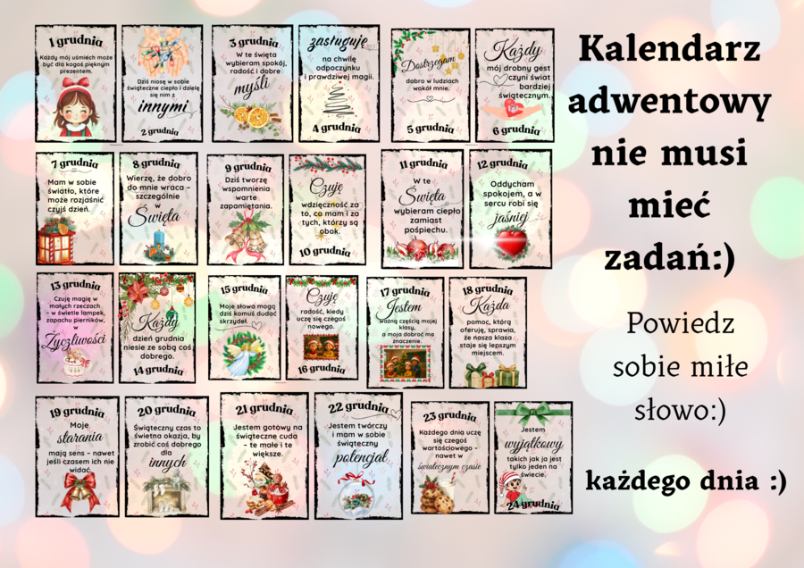 Kalendarz adwentowy-afirmacje