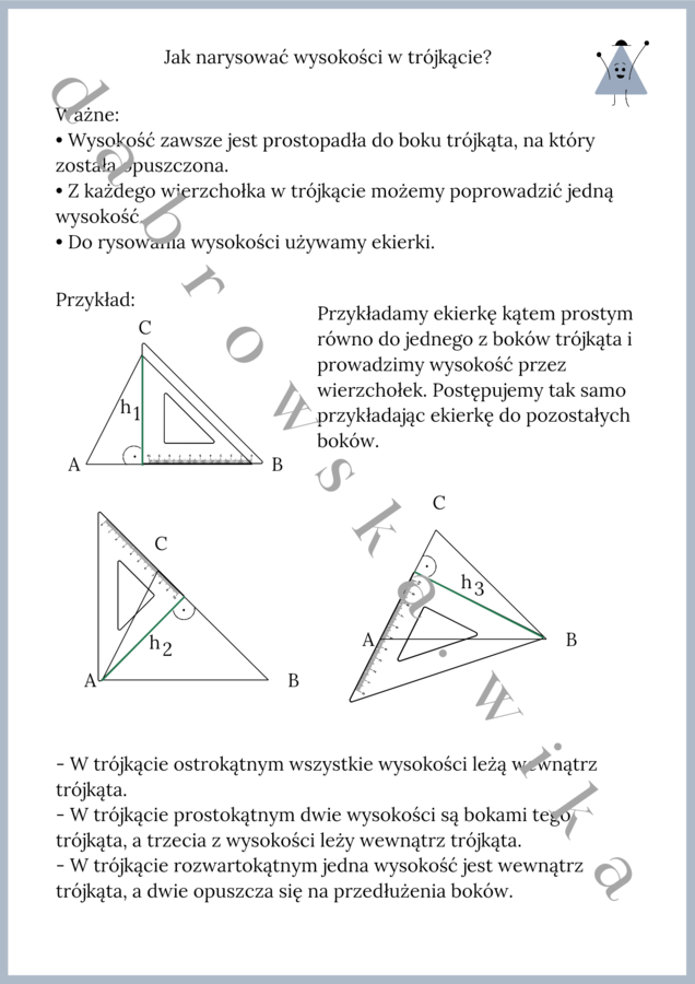 Wysokość trójkąta - notatka