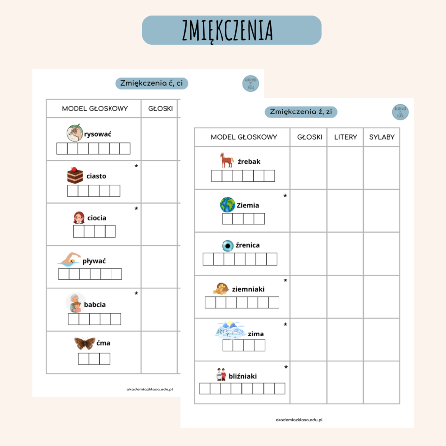 MODELE GŁOSKOWE WYRAZÓW, SYLABY GŁOSKI, LITERY - PAKIET NA CAŁY ROK
