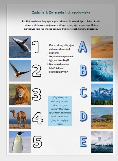 Karta Pracy. Zwierzęta i ich środowiska. Segregacja śmieci