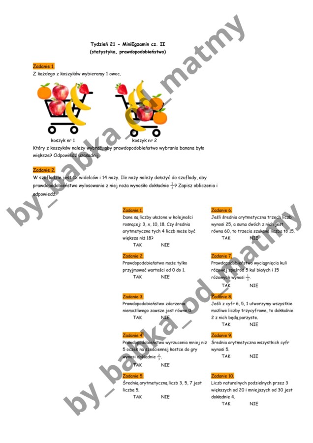 Zeszyt przygotowań do E8 z matematyki - CAŁOŚĆ! - 21 zestawów -