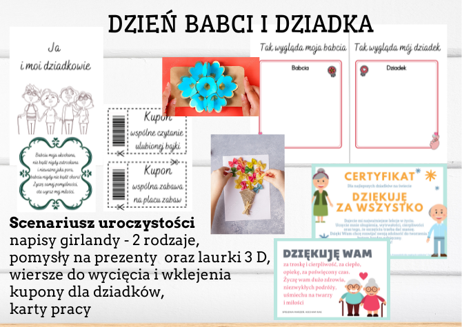 Dzień Babci i Dziadka - scenariusz, prezenty, książeczka, kupony