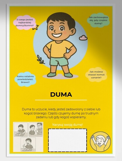 Moje pierwsze emocje – karty obrazkowe i zabawy. 20 kart. 10 zabaw. 3 kolorowanki.