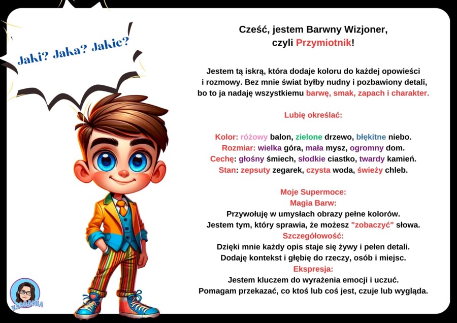 Zestaw kart pracy: Części mowy i ich supermoce. Klasy 3, 4, 5